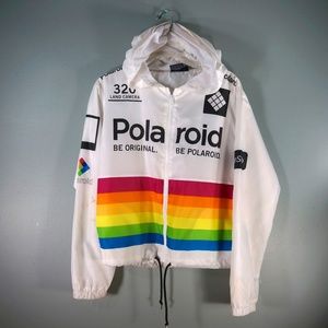 Polaroid White Zip Hoodie Windbreaker Jacket